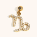 Ciondolo Capricorno in acciaio inossidabile placcato oro 18K con micro zirconi - Capricorno