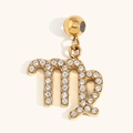 18K gold plated Virgo zodiac pendant with micro-paved zircons on minimalist background - Virgo