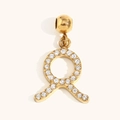 18K gold plated stainless steel zodiac charm pendant with sparkling crystals - Taurus