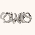 Abstract silver liquid metal earrings with minimalist irregular artistic molten design - Symmetrical Abstract Mask Studs - Silver