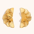 Pendientes de acero inoxidable bañados en oro de 18K con diseño de pétalos plisados chic - Pendientes de Pétalos Arrugados - Dorado