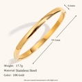 Detailed view of 18K gold-plated stainless steel oval bangle with 4.6mm width specifications - 5mm Width / Gold