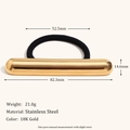 Minimalist 18K gold plated stainless steel cylindrical hair tie with black elastic band - Gold