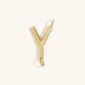Μινιμαλιστικό μενταγιόν γράμμα Y επιχρυσωμένο 18Κ με λεία γυαλισμένη επιφάνεια - Γράμμα Υ / Χρυσό