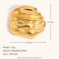 Detailed size and weight specs for gold-plated heart-shaped stainless steel brooch - Lava Meteorite Style (BR15011)