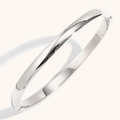 Minimalist silver-finish wide polished stainless steel bangle with a glossy mirror surface - 5mm Width / Steel