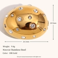 Teardrop heart brooch in 18K gold plated stainless steel with cubic zirconia stones - Pigeon Egg White Zircon (BR15003)