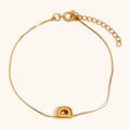 Polished 18K gold plated stainless steel bracelet featuring a 3D bubble letter D charm - Letter D / Gold