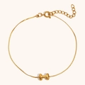 18K gold plated stainless steel bubble letter S chain bracelet with lobster clasp - Letter I / Gold