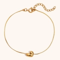 18K gold plated stainless steel chain bracelet featuring a 3D heart-shaped pendant - Letter J / Gold