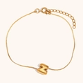 18K gold plated stainless steel bracelet featuring a 3D bubble letter N pendant charm - Letter N / Gold