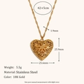 Detailed size parameters for 18K gold hollow heart locket necklace with dimensions - Hollow Heart Locket / Gold