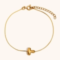 Minimalist 18K gold plated stainless steel bracelet with letter T bubble pendant - Letter T / Gold