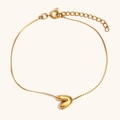 Elegant 18K gold-plated bubble letter S chain bracelet with polished V-shaped pendant charm - Letter V / Gold