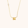 18K vergoldete Edelstahlkette mit Buchstaben-X-Anhänger und asymmetrischem Zirkonstein - Gold-Buchstabe X