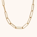 Minimalistische 18K vergoldete Edelstahl-Büroklammer-Halskette für Damen - Gold