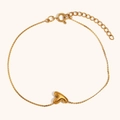 18K gold plated stainless steel chain bracelet featuring a polished 3D heart pendant - Letter Y / Gold
