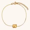 Polished 18K gold plated stainless steel bracelet with letter M bubble pendant - Letter Z / Gold