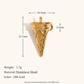 Ice cream cone pendant in 18K gold plated stainless steel with grid texture - Ice Cream / Gold