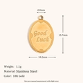 18K gold plated stainless steel oval charm with Good Luck engraving for jewelry making - Good Luck Oval Tag / Gold
