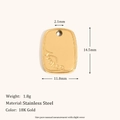 Geometric rectangular 18K gold plated stainless steel pendant in 14.5x11mm size - English Cube