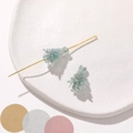 Detailed view of translucent green Christmas tree glass beads with textured layers on a tray - 1 Piece / Blue-Grey
