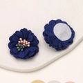 Detailed view of 3cm navy blue microfiber daisy flower with multi-layer petals for DIY craft - Dark Blue