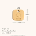Square 18K gold plated stainless steel pendant with embossed smile face and text - Smiley Square Plate