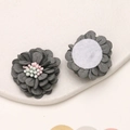 Detailed view of handmade 3cm dark grey microfiber daisy flower accessory for DIY hair clips - Gray