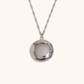 Silver hollow locket necklace in stainless steel with polished round photo pendant - Round Smooth Locket / Silver
