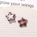 Detalle de botones de tela de estrella a cuadros rojos y blancos para joyería DIY - Rojo & Blanco