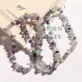 Macro shot of irregular fluorite crystal beads in purple and green for jewelry making - Fluorite