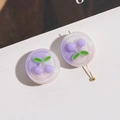 Detail of round resin cherry beads with purple gradient and gold pins for DIY jewelry - 1 Piece / Purple