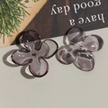 Translucent smoky purple acrylic flower charms for DIY jewelry making with central hole - Gray
