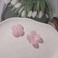 Pink acrylic four-petal flower charms with center hole for DIY jewelry making - 1 Piece / Light Pink