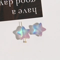 Macro shot of colorful gradient matte star beads with laser iridescent finish for DIY jewelry - 1 Piece / Blue Purple