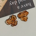 Detailed view of amber tulip flower resin beads with a three-petal DIY design - Small (1 Piece) / Brown