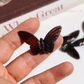 Macro detail of a dark translucent butterfly bead with realistic wing patterns for DIY jewelry - Amber