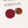 Deep red round and amber marbled oval resin components for minimalist DIY earrings - Red Color Set