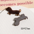 Detail of brown flocked dachshund DIY charms showing front texture and flat back surface - Dark Coffee Flocked Dog