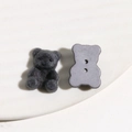 Macro detail of dark grey flocked bear charms and 2-hole buttons for DIY hair accessories - Two Hole Buttons / Gray