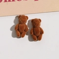 Macro detail of brown flocked cartoon bear charms for DIY jewelry and hair accessories - Dark Coffee