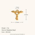 18K gold plated stainless steel winged heart key pendant with size and weight specs - Angel Key Pendant - Gold