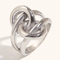 Polished silver double-layered knotted winding ring in minimalist stainless steel design - US 6 / Steel