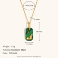 18K vergulde roestvrijstalen ketting met groene steen en bergreliëf hanger voor dames - Imitatie Steen Acryl Vierkante Galaxy Ketting-Hoge Berg