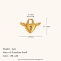 18K gold plated stainless steel winged heart lock pendant with dimension measurements - Angel Heart Lock Pendant - Gold