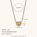 Detail of 18K gold-plated heart necklace with rope texture edge and stainless steel box chain - Mini Heart Pendant Necklace - Two-Tone