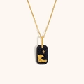 Tarot-stijl ketting met zwarte hanger, gouden ster en diamant in 18K goudvergulde afwerking - Imitatie Steen Acryl Vierkante Galaxy Ketting-Leeuw