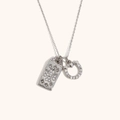 Zilveren tarotketting met hoefijzer- en klaverhangers in gepolijste afwerking - Vierkante Plaat Hoefijzer Hanger Ketting-Staal