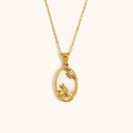 Roestvrijstalen stier-sterrenbeeld ketting met 18K goudlaag en inleg van parelmoer - Zirkoon Schelp Zodiac Ketting-Goud-Stier